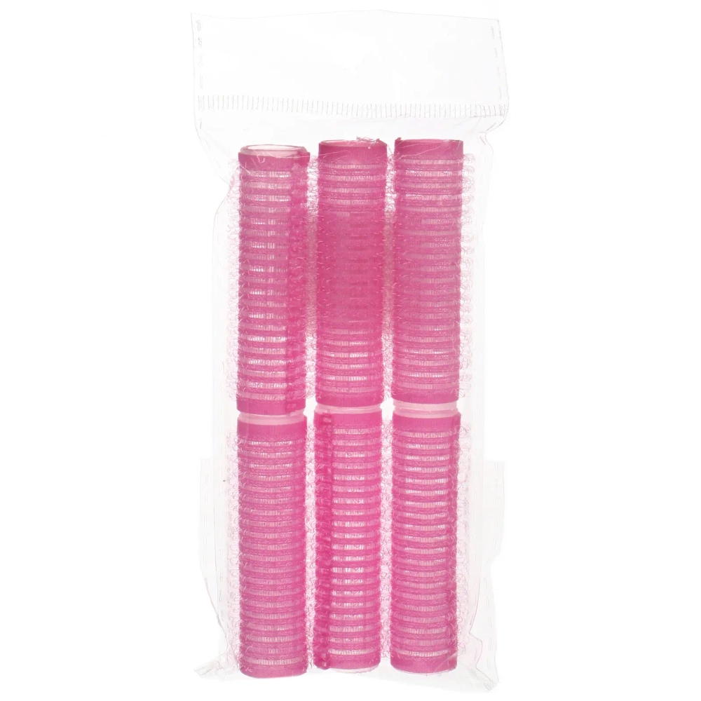 Бигуди липучки, 6шт., однотонные, цвет розовый, d-1.5см