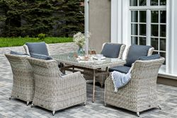 "Неаполь" обеденная группа плетеная из искусственного ротанга, цвет бежевый