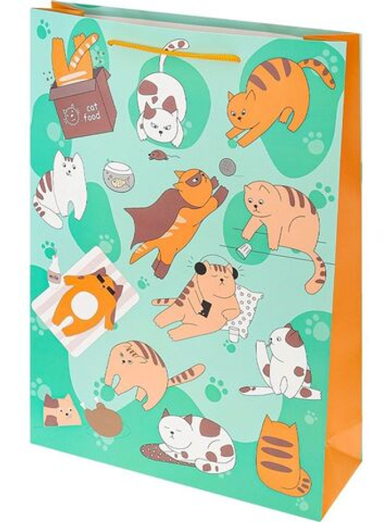 Пакет подар. бумажн. 32*44*10 см, 190гр/м2 Котики