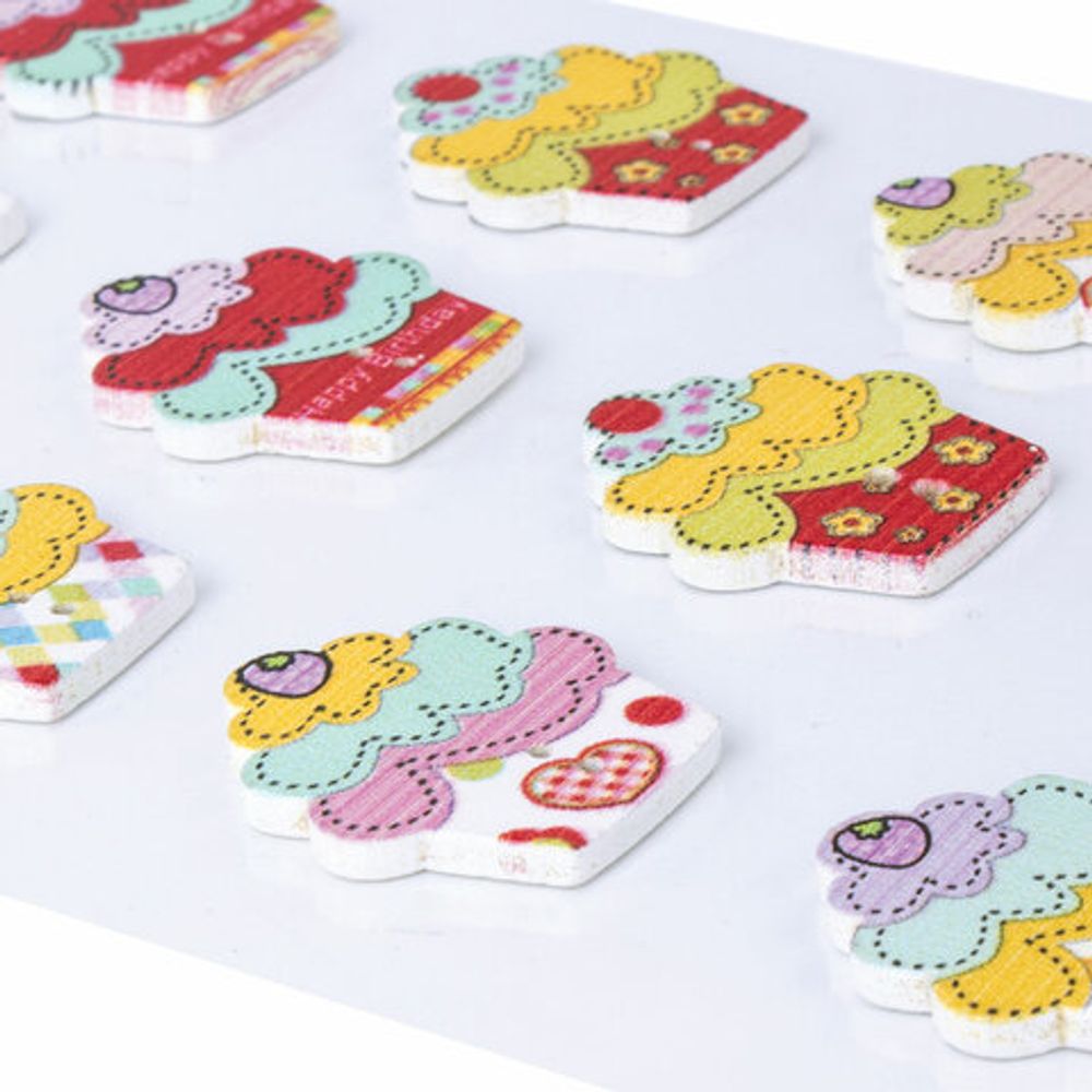 Наклейки деревянные ПИРОЖНЫЕ, 12 штук, ассорти, ОСТРОВ СОКРОВИЩ, 662284