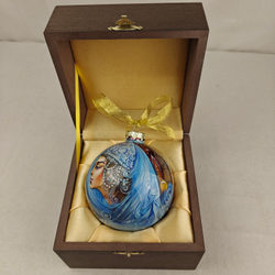 Коллекционный елочный шар с росписью Палех "Снежная королева" в футляре