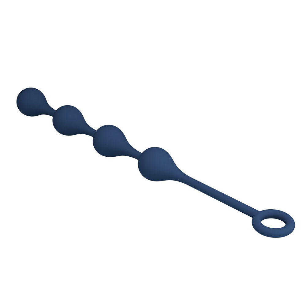 Анальная ёлочка Baile Waterdrop Anal Balls M с кольцом, синяя