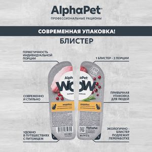 Влажный корм AlphaPet WOW Superpremium для взрослых стерилизованных кошек «Индейка нежные ломтики в соусе»