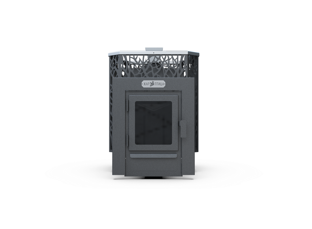 Банная печь Душа- 15 Сетка Древо Закрытая Каменка стекло 8мм