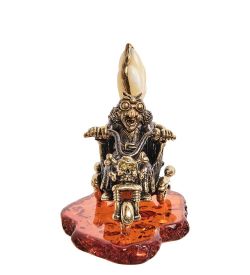 Народные промыслы AM-2839 Фигурка «Бабуся Ягуся на мотоцикле» (латунь, янтарь)