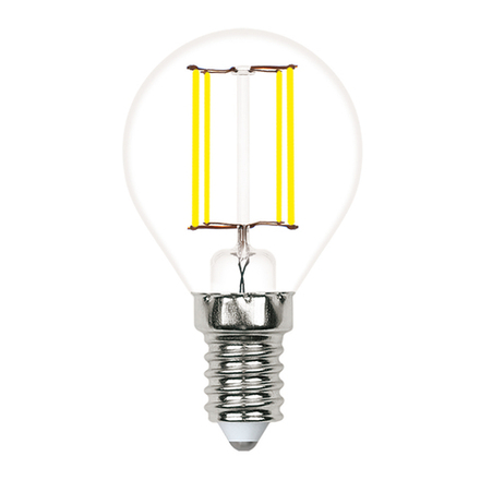 LED-G45-6W-4000K-E14-CL-SLF Лампа светодиодная. Форма шар. прозрачная. Белый свет 4000K. ТМ Volpe