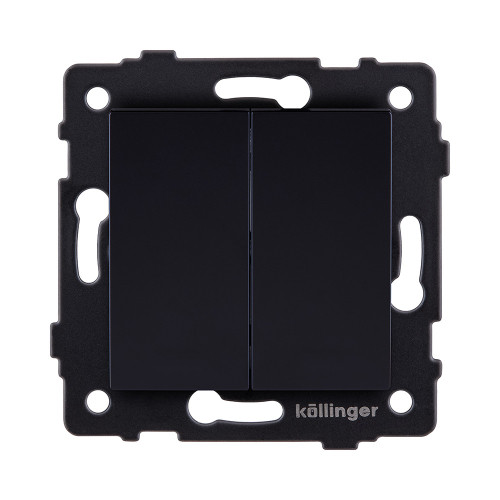 Выключатель 2-клавишный проходной 10А/250В, черный Kollinger REA-S-009BK для Aspekt, Eleganz, Reflex
