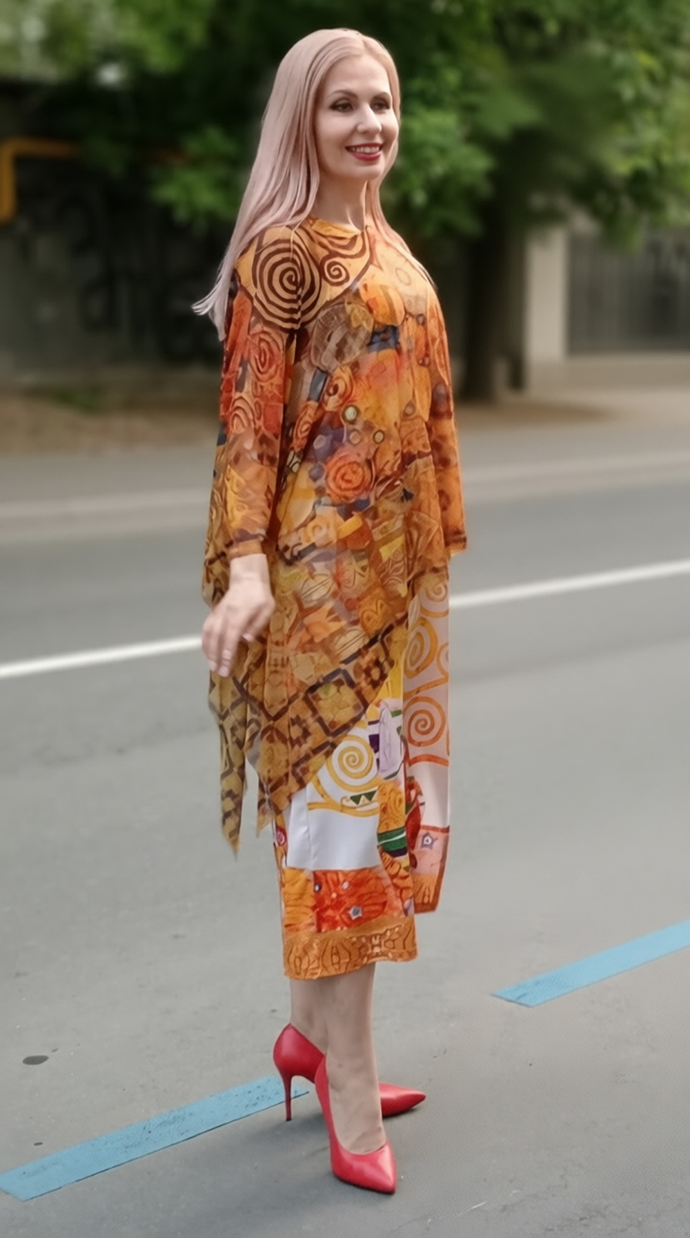 Накидка-пончо из сетки "Солнечный Климт" по мотивам живописи Густава Климта