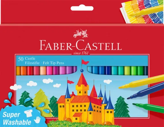 Flomaster \ фломастеры Набор фломастеров Faber-Castell Fibre-tip смывные 50 шт