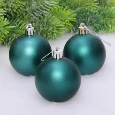 Новогодние шары 6 см (набор 3 шт) «Матовый», темный нефрит