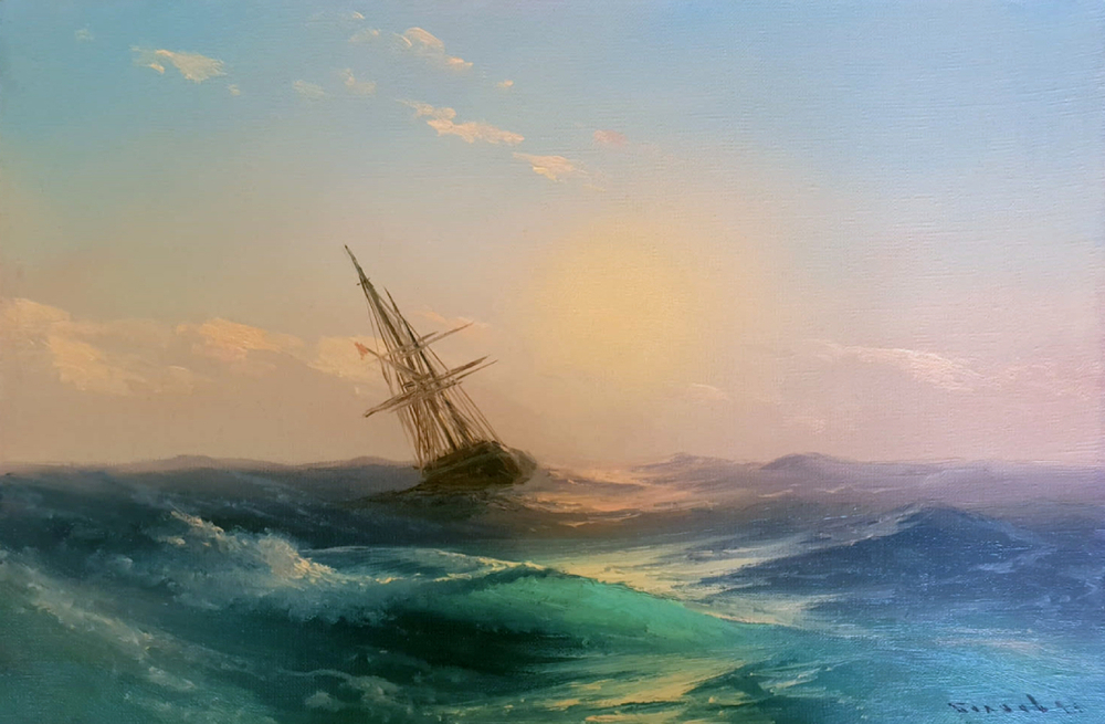 Беляев В. В. На закате. Холст, масло. Россия, 2021 г.