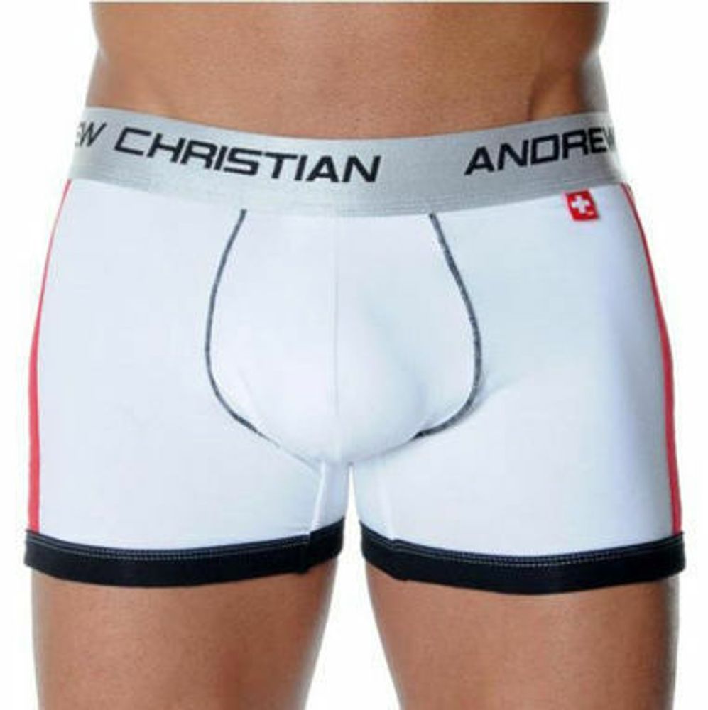 Мужские трусы хипсы с пуш-ап Andrew Christian Shock Jock Racer White Boxer