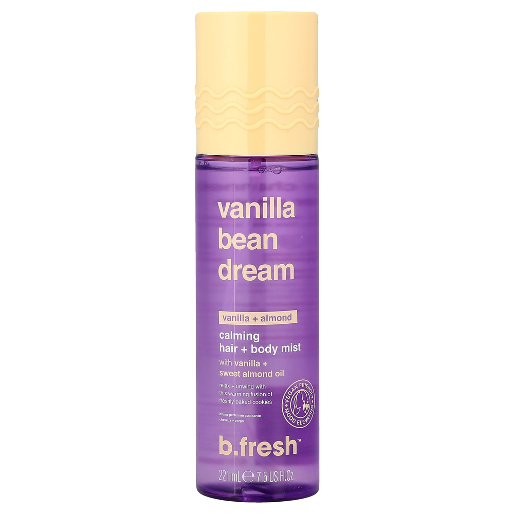 b.fresh, Vanilla Bean Dream, успокаивающий спрей для волос и тела, ваниль и миндаль, 221 мл (7,5 жидк. унции)