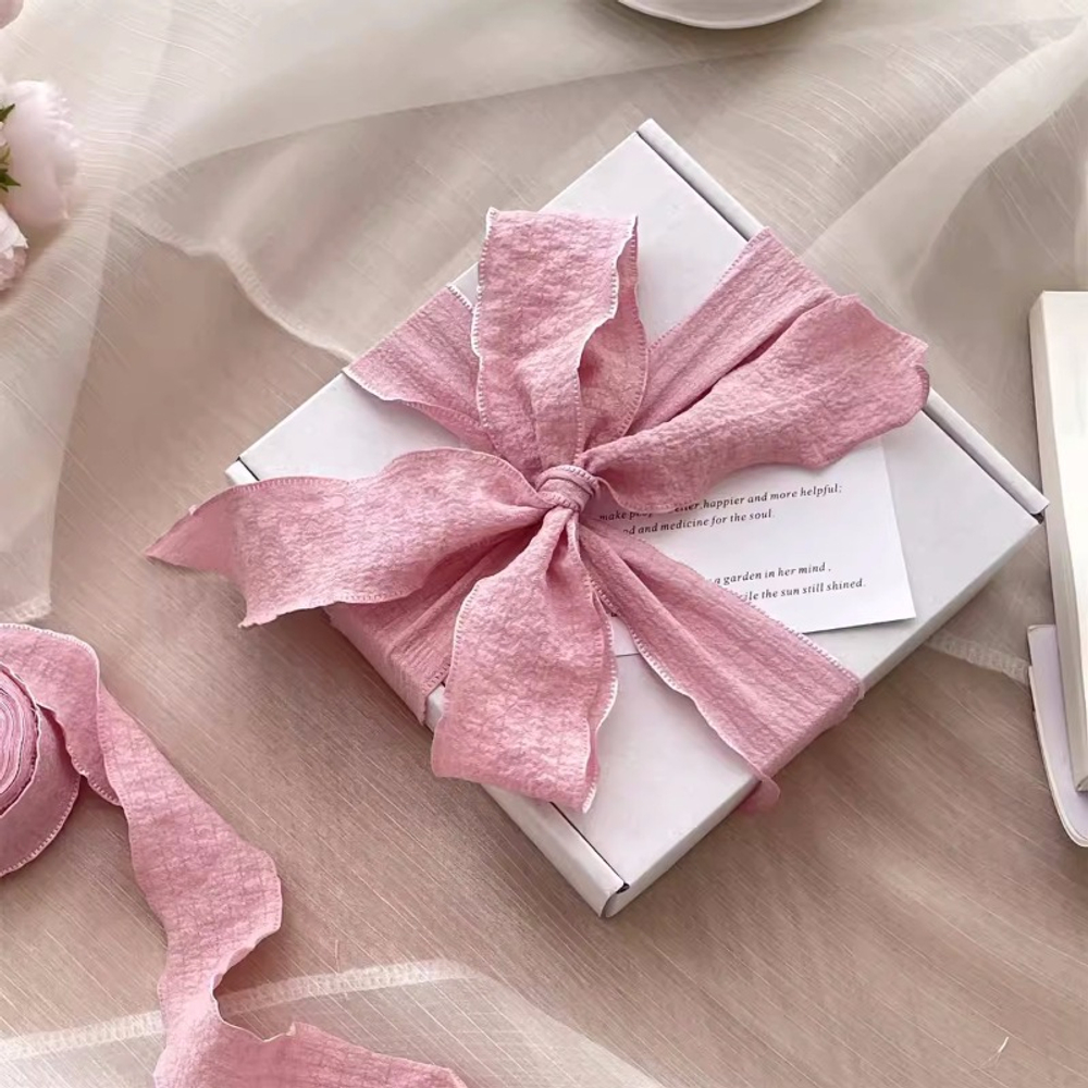 Лента тканевая (4 см*9,14 м) Нежная волна, Розовый, 1 шт.