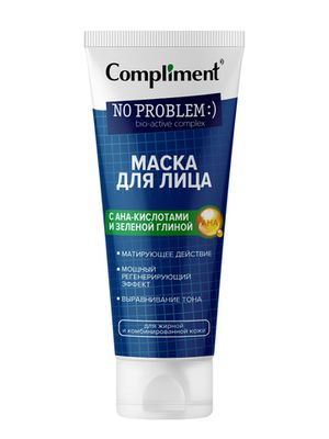 Compliment No problem Маска для лица с АНА-кислотами и зеленой глиной, 80 мл