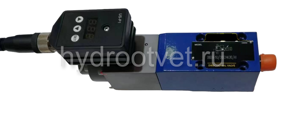 DBEE6-1X/100YG24K31M - Пропорциональный предохранительный клапан Ду6 (расход до 30 л/мин), давление регулировки до 100 бар, встроенные усилитель = есть, монтаж - на плиту