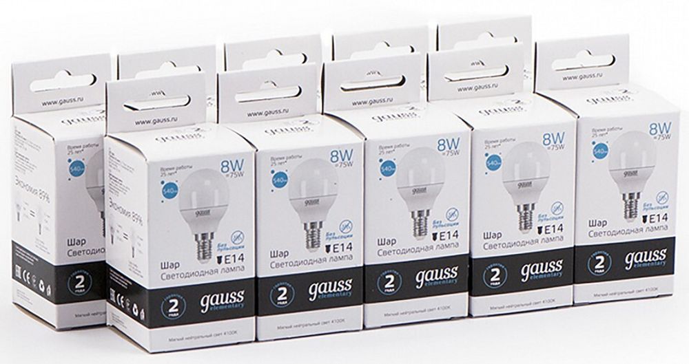 Лампа светодиодная Gauss LED Elementary Globe E14 8Вт 4100K 53128