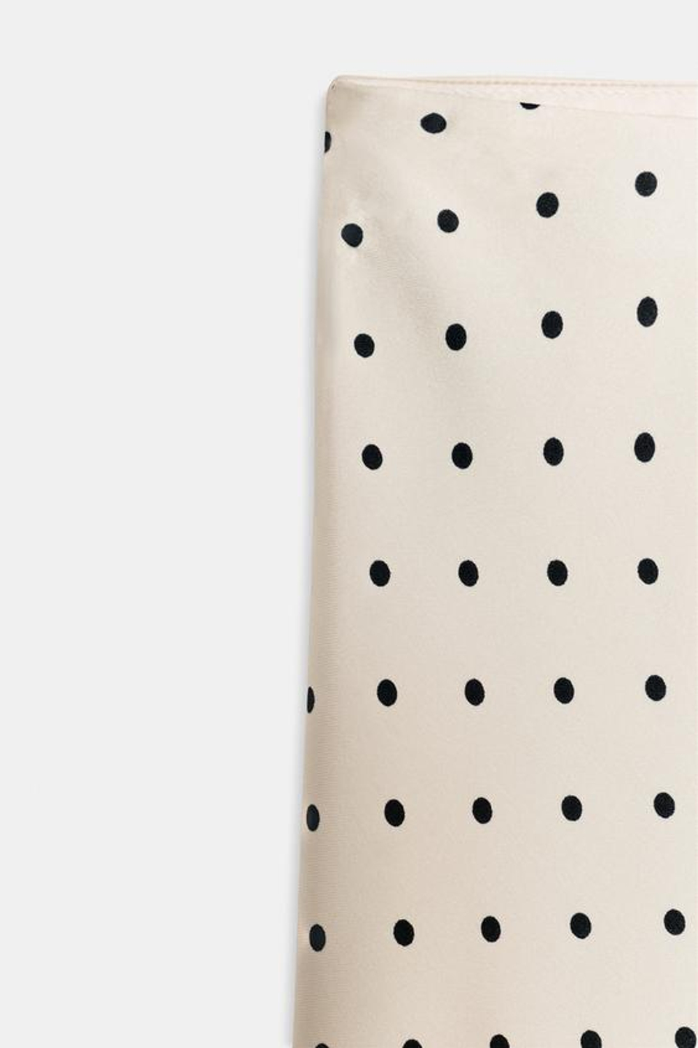 ZARA АТЛАСНАЯ ЮБКА АСИММЕТРИЧНОГО КРОЯ В ГОРОШЕК, ЭКРЮ/ЧЕРНЫЙ