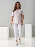 Блузка БЛ-122/клетка-бежевоголубая