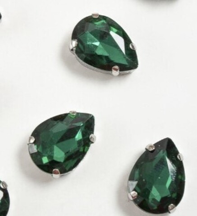 Стразы пришивные стекло в оправе, р. 18 мм, изумрудный