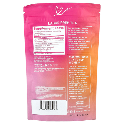 Pink Stork, Labor Prep Tea, сладкий цветочный чай, 15 пакетиков, 37,5 г (1,3 унции)
