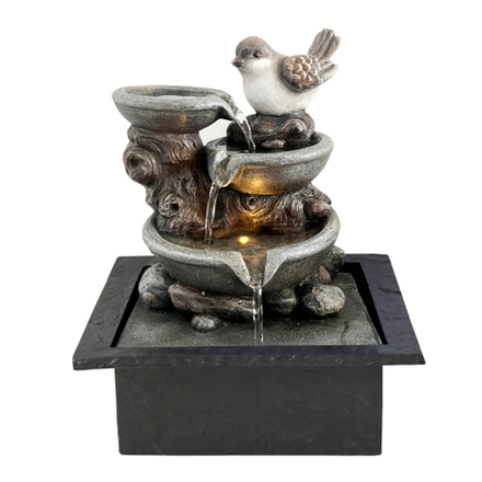 Настольный фонтан GREEN APPLE GANF-13 Птичка на камне