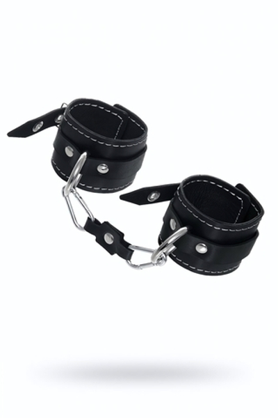 Наручники двухслойные с белой строчкой Pecado черные