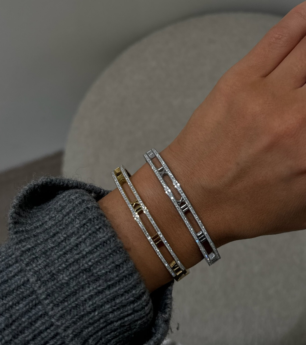 Браслет римские цифры с фианитами silver