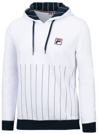Мужская теннисная кофта Fila Hoody Misha - white/peacoat blue stripes