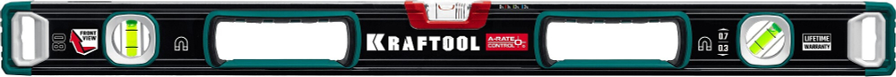 KRAFTOOL A-RATE CONTROL, 800 мм, точность 0.3 мм/м, с зеркальным глазком, сверхпрочный магнитный уровень (34988-80)