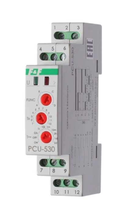 Реле времени PCU-530 многофункциональное 100-264В AC/DC 3х8А 3NO/NC IP20