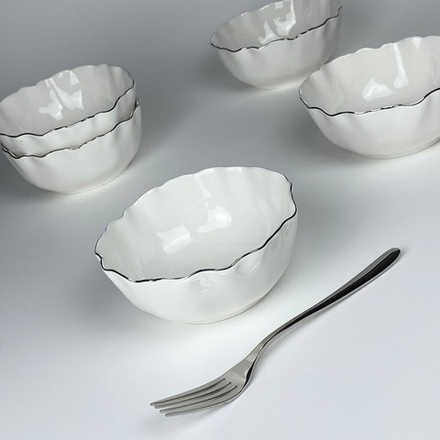 Lenardi 305-295 Набор из 6 салатников 15х6,5см ВАНЕССА СЕРЕБРО в под.уп.(х8)Фарфор