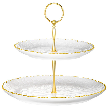 БЛЮДО ДВУХЪЯРУСНОЕ LEFARD "CHARM" 19*2,5 СМ/26*2,5 СМ (С ЗОЛОТОЙ ЛИНИЕЙ)