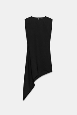 ZARA КОРОТКОЕ АСИММЕТРИЧНОЕ ПЛАТЬЕ С ПОДПЛЕЧНИКАМИ, ЧЕРНЫЙ