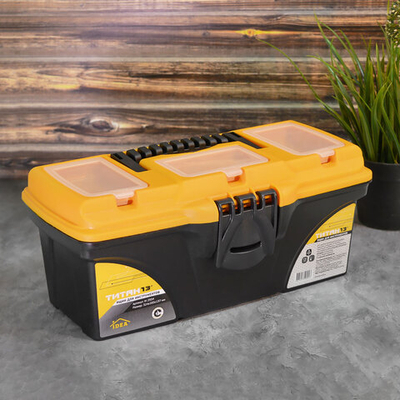 Ящик для инструментов "Титан" 13" с секциями, черный с желтым, 324*165*137мм
