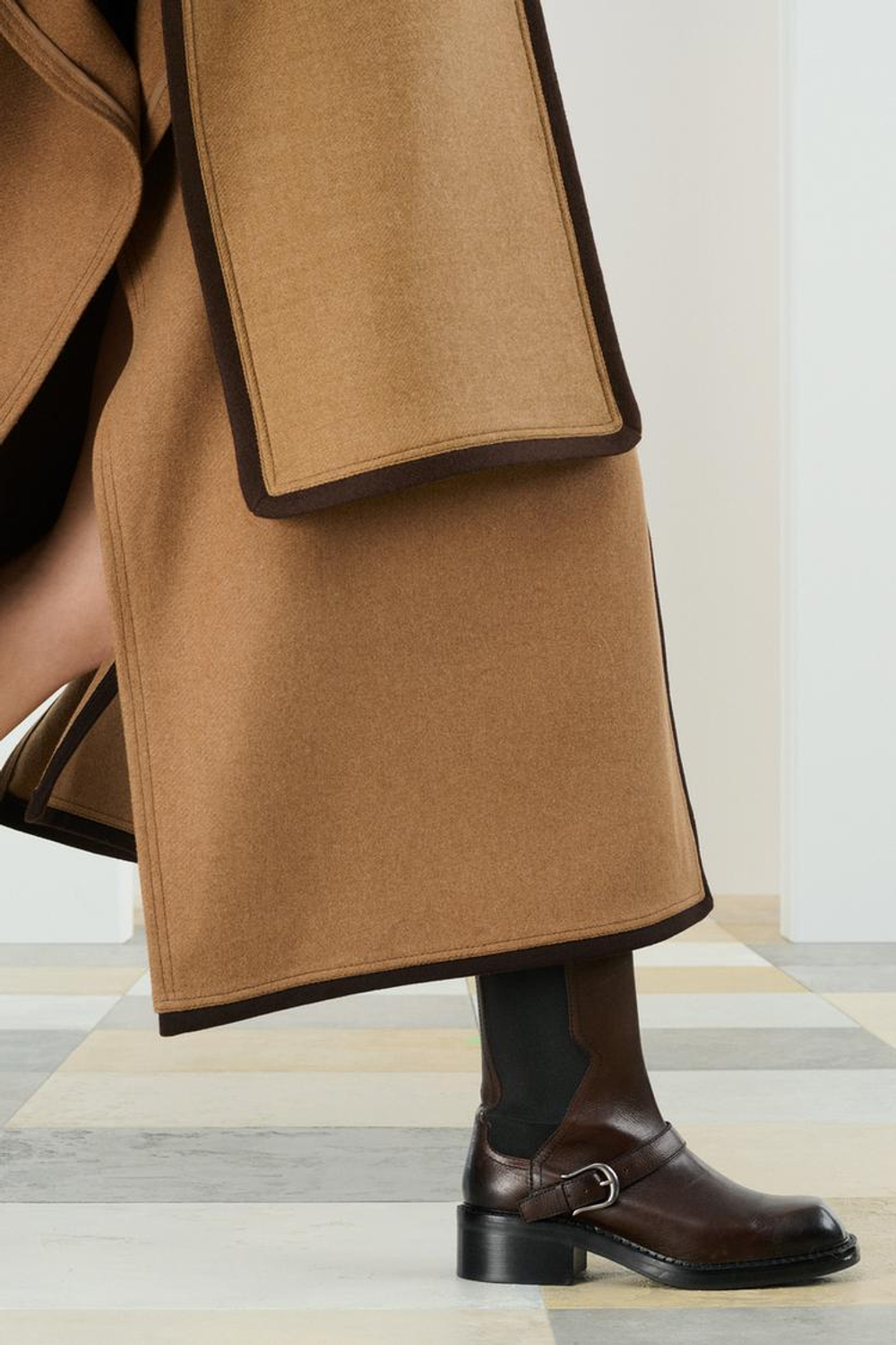 ZARA КАШЕМИРОВОЕ ПАЛЬТО, ТАБАЧНЫЙ