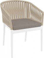 Кресло пластиковое с подушками Siesta Contract Portofino, белый, бежевый, светло-коричневый