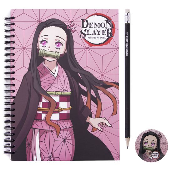 Набор Истребитель демонов №9 Значок, скетчбук,карандаш