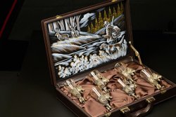 Набор рюмок-лафитников "Трофейная охота" 6 шт. в подарочном кейсе с художественным оформлением