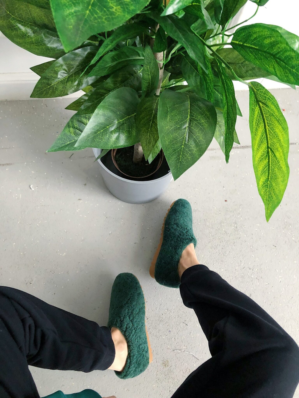 Слипперы из натуральной овчины FEB - 005 green