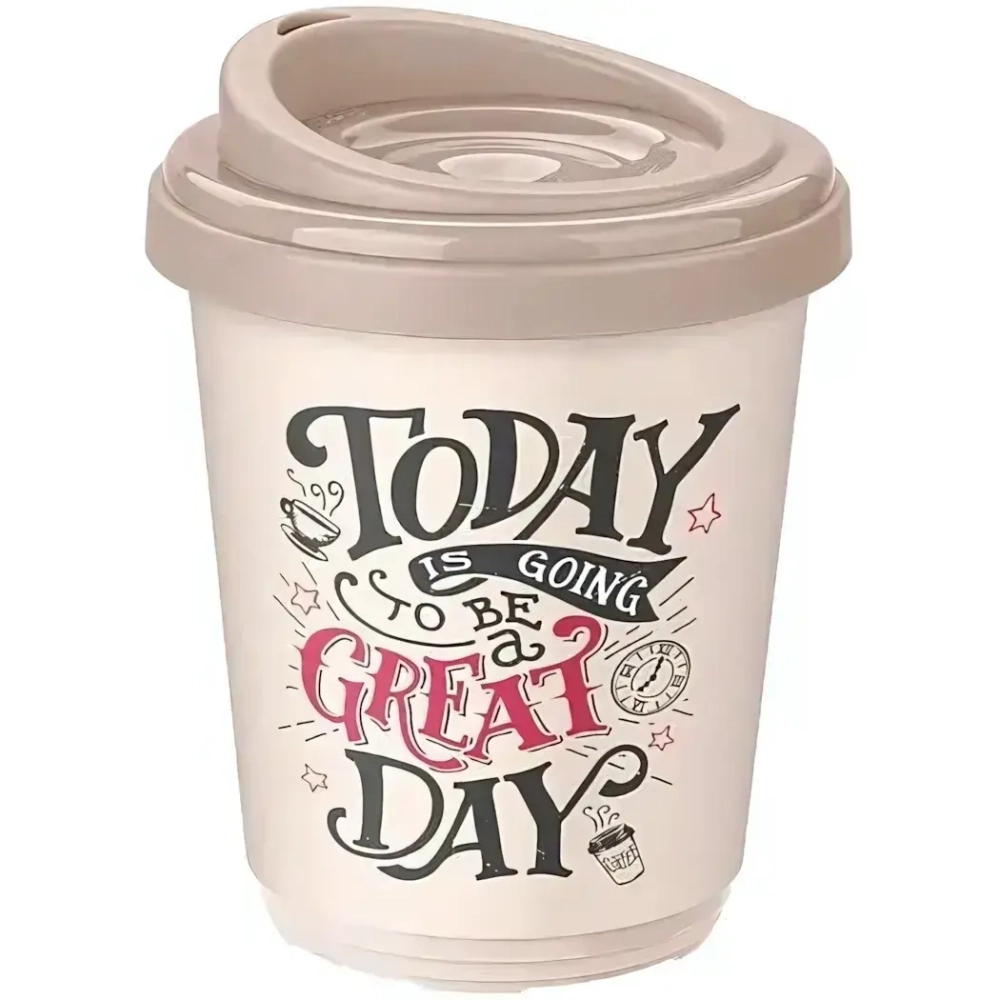 Термостакан с декором 300мл темно-бежевый