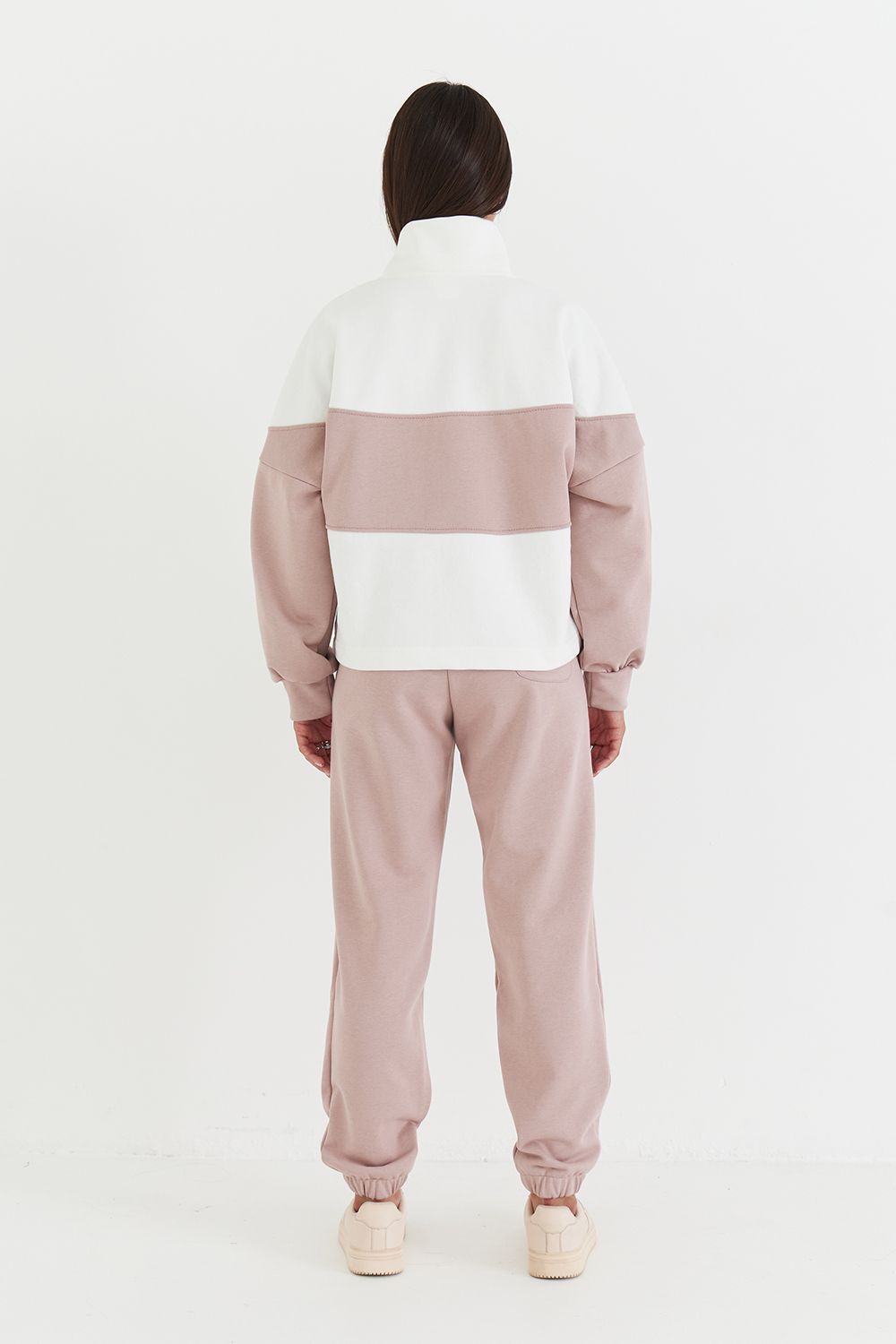 Олимпийка колор-блок бюстье цвета какао/крем