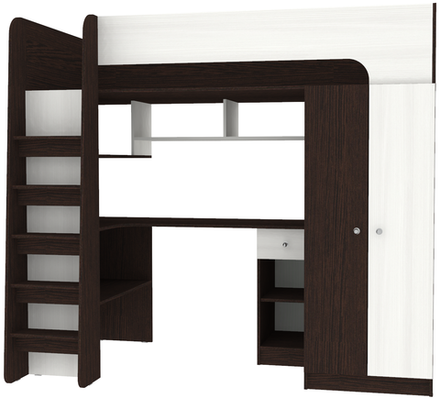 Кровать-чердак КарИВи Астра 10 Венге Белое Дерево