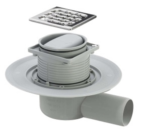 Трап душевой с сухим затвором 10см*10см. угл."TIM" 1/4