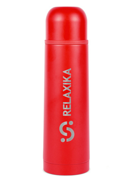 Термос Relaxika 101 (0,5 литра), красный (стикерпак "Альпинизм")