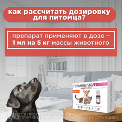 Сироп от гельминтов для кошек, собак, котят и щенков Гельминтал Мини (Neoterica), 10мл. Толтразурил/ Моксидектин