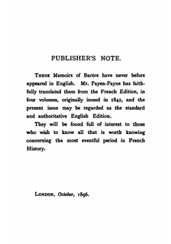 Memoirs of Bertrand Barère: chairman of the Committee of Public Safety during the Revolution. Volume 1 | Bertrand Barère