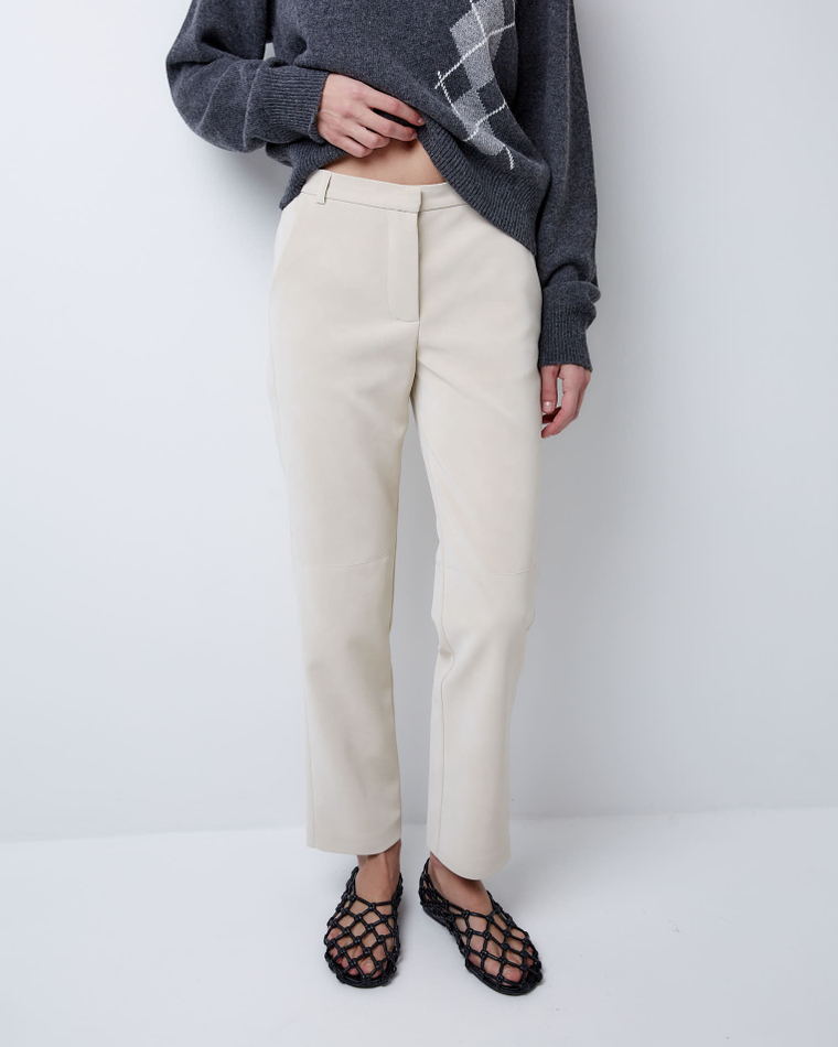 Брюки из искусственной замши молочный