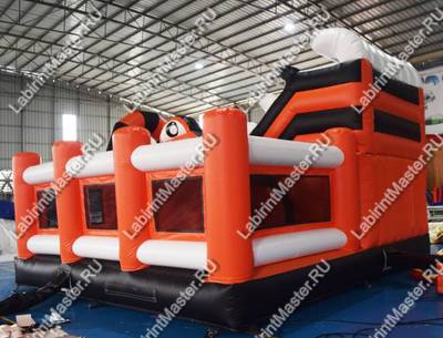 Коммерческий батут "Белый клык" с механизированной головой, 6*5*4 м черно-оранжевый