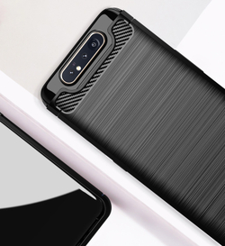 Чехол для Samsung Galaxy A80 (Galaxy A90) цвет Black (черный), серия Carbon от Caseport